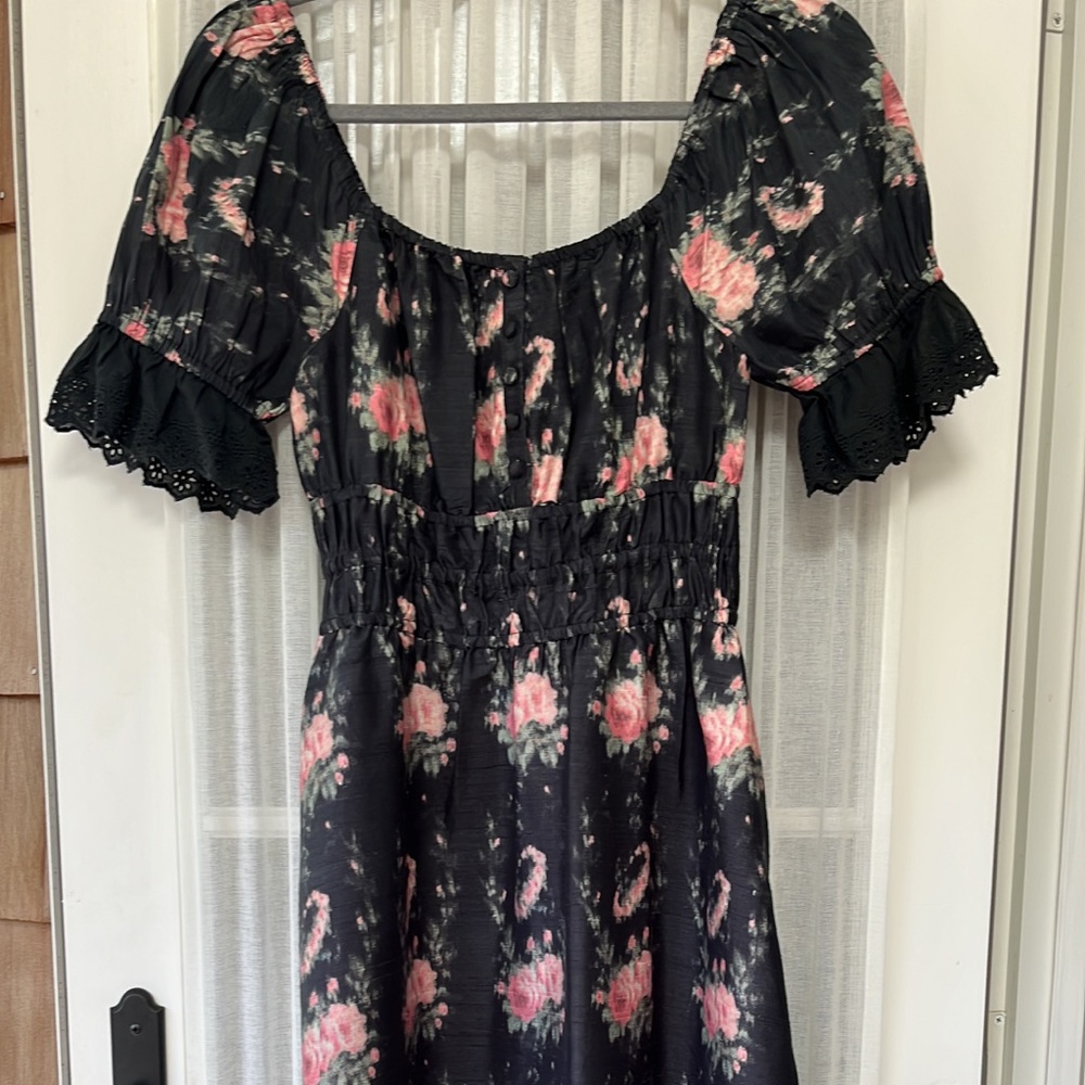 Love shack fancy black floral dress. XS